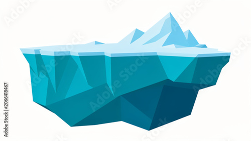 Stylized Arctic Iceberg with Sharp Angles and Blue Shades in Frozen Landscape
