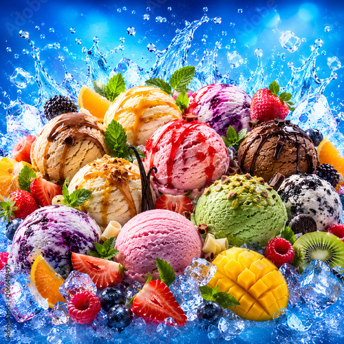 Premium Ice Cream Freezer Wrap Design with Refreshing Frozen Dessert Theme