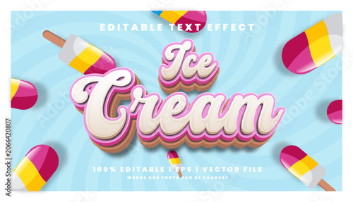 summer ice cream 3d vector text effect