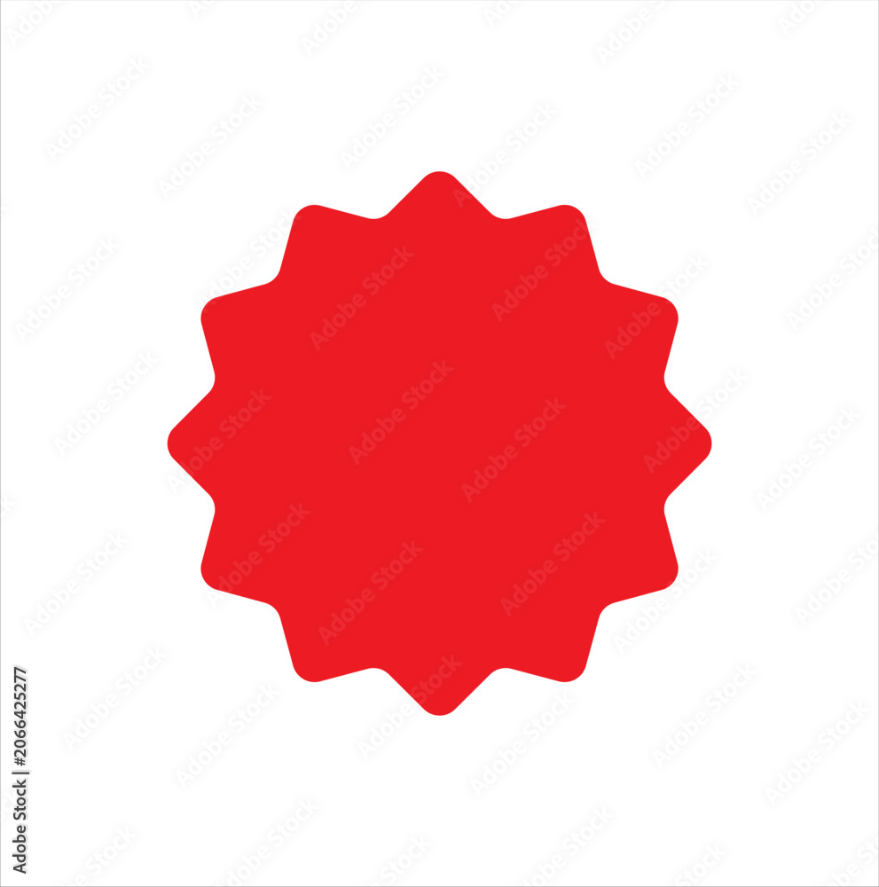 Fototapeta premium Red Starburst Badge Vector – Promotional Sale Sticker Icon