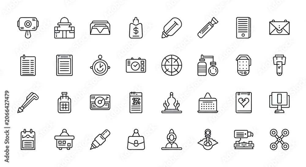 Fototapeta premium Collection of Hand-Drawn Icons Representing Business and Lifestyle Elements.