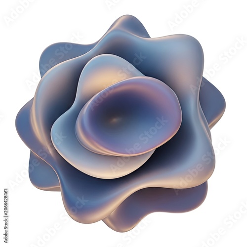 Abstract 3D render of a fluid organic shape with iridescent colors.