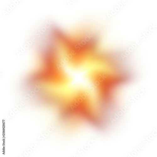 Abstract Starburst Light Effect on White Background.