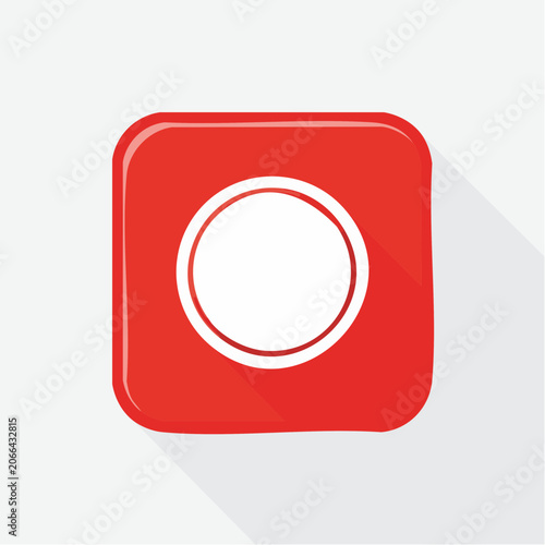 Red square icon with white circle and shadow