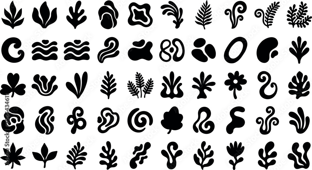 Fototapeta premium Isolated Abstract Pack Black Silhouette Vector Collection Illustration