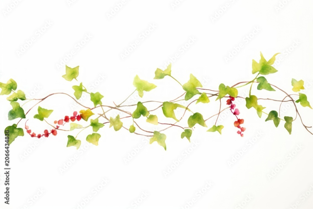 Fototapeta premium Vine plant leaf white background.