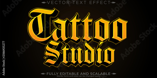 Foto Tattoo  text effect, editable rebel and street customizable font style