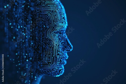 Ai profile illustration of artificial intelligence technology and digital circuit