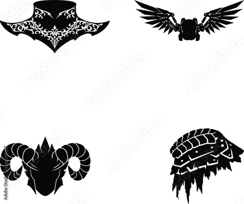 Cosplay Costume Silhouette Bundle Set with Detailed Character Outfits