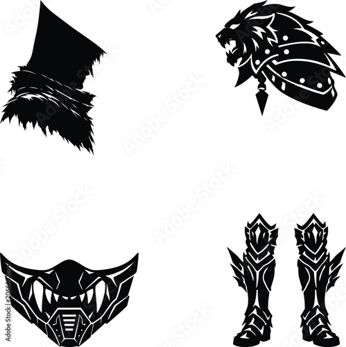 Creative Cosplay Costume Silhouette Bundle Set Including Fantasy Warriors
