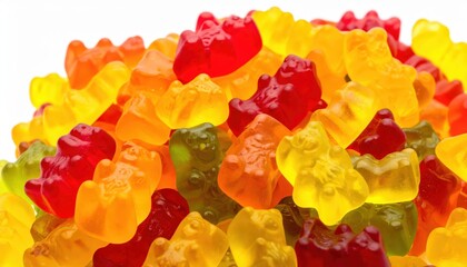 Vibrant Assortment of Gummy Bear Candies in a Close-Up Display
