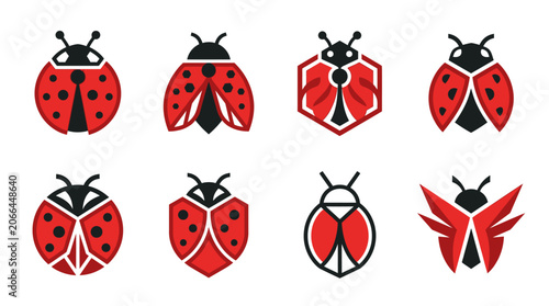 Collection of ladybugs in various poses 1.