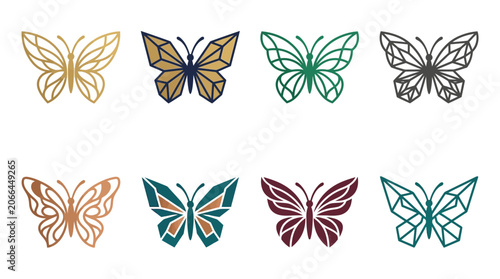 Colorful butterfly icons in various designs.