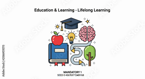 Colorful illustration of education and learning concepts