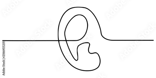Canvastavla Single line drawing of a human ear, minimalist art style Vector, illustration