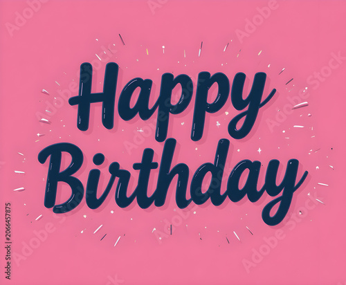 Happy Birthday typography with pink color background.