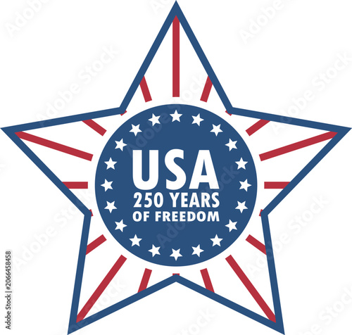 USA Star Badge T Shirt Design for 250th Anniversary Independence Day Celebration with American Patriotic Style