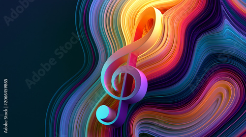 abstract background with clef, modern multicolor music background with abstract structure