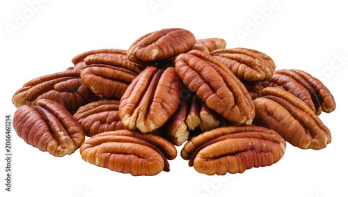 Obraz na plátně Isolated delicious shelled pecan halves piled together, a healthy and nutritious