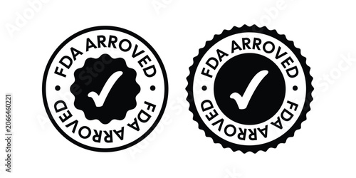 Φωτογραφία FDA Approved Badge Vector Set in Black and White with Certification Seal, Qualit