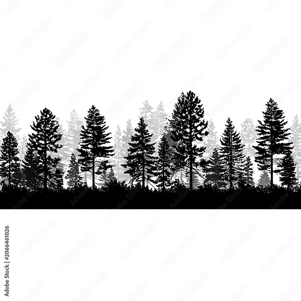 Naklejka premium Leafy tree with natural branches and grass silhouette design