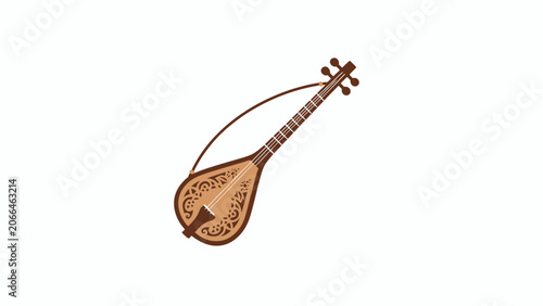 Traditional stringed musical instrument with intricate design.
