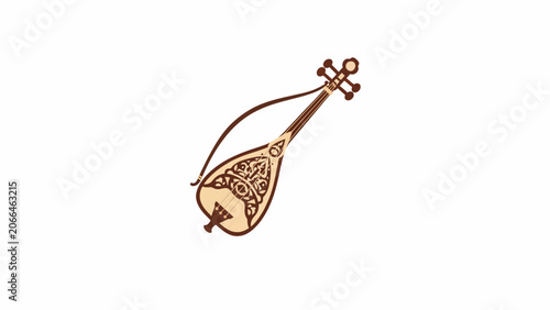 Traditional stringed musical instrument illustration.