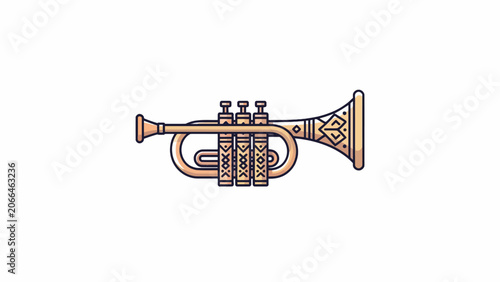 Brass trumpet musical instrument icon.
