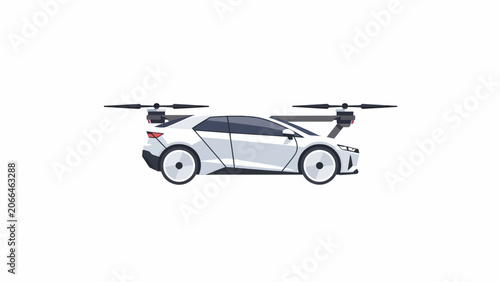 A futuristic car with drone technology.