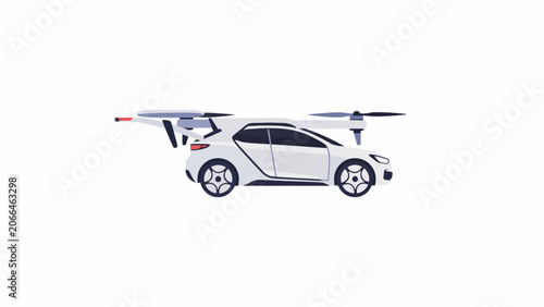 Futuristic car with drone technology integration.