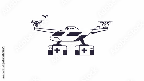 Medical rescue drone with first aid kits.