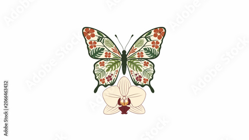 a colorful butterfly with floral wings.
