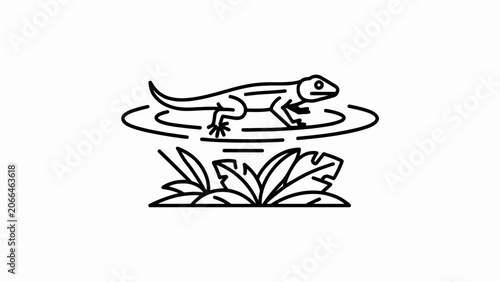 A lizard floating on water surface.