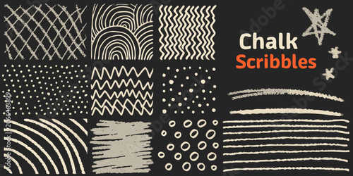 Картината върху платно Chalk scribbles collection on a dark brown background