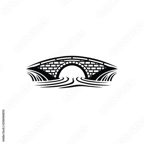 Stone Bridge Over River Illustration