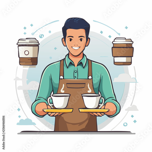 Barista Serving Coffee Cups