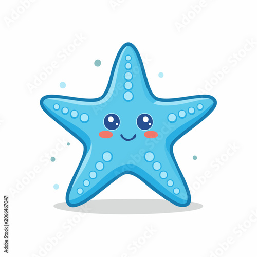 Cute Blue Cartoon Starfish Character