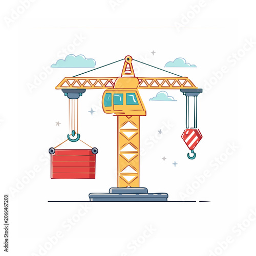 Flat design lighthouse with umbrella and gift box