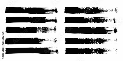 Foto Black Brush Strokes Collection On White Background Artistic Texture
