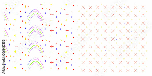 Tableau sur toile Rainbows and cross marks pattern on a white background