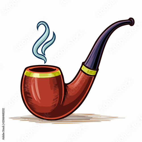Illustration of a smoking pipe with smoke