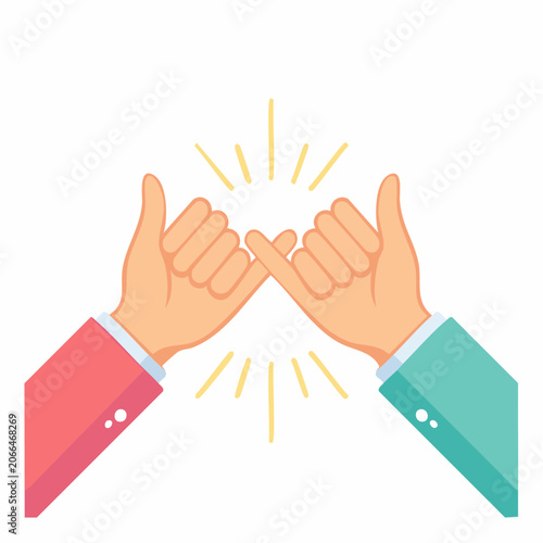 Pinky Promise Hands Agreement Flat Design Illustration