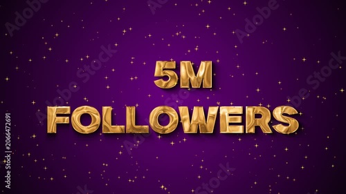 Gold 5 Million Followers Text With Sparkles social media
