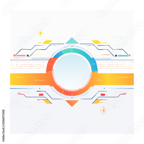 Flat design circular infographic with arrows and geometric shapes
