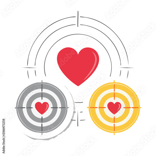 Heart and Target Illustration in Flat Design