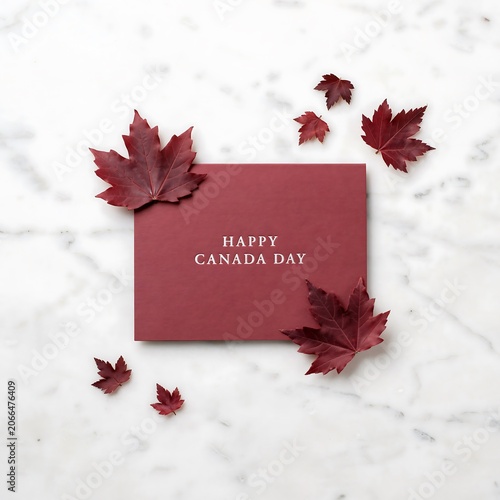 Red Canada Day Greeting On Marble Background High Resolution Picture