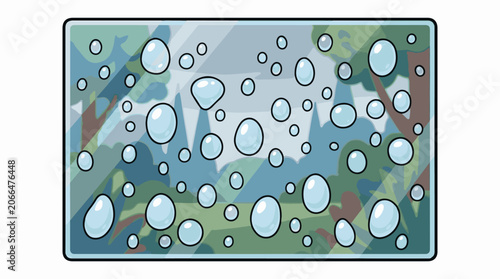 A colorful abstract illustration of water droplets on a transparent surface