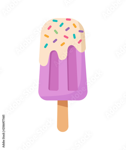Purple Ice Cream Popsicle with Sprinkles Vector Illustration