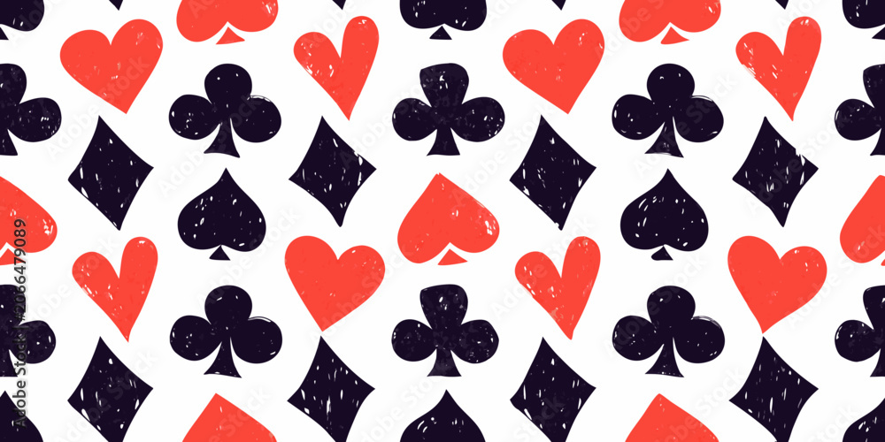 Fototapeta premium Playing Card Suits Pattern Seamless Vector Illustration