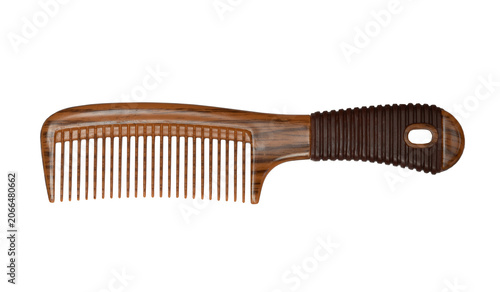 Brown plastic comb isolated on transparent background